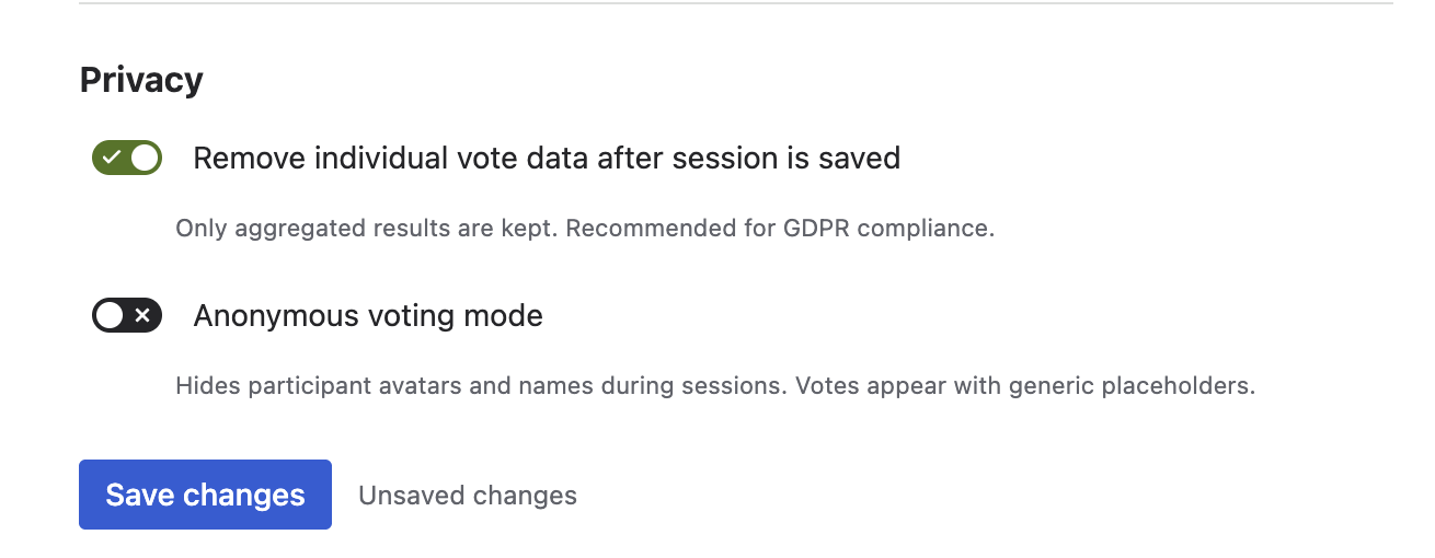 Admin privacy settings