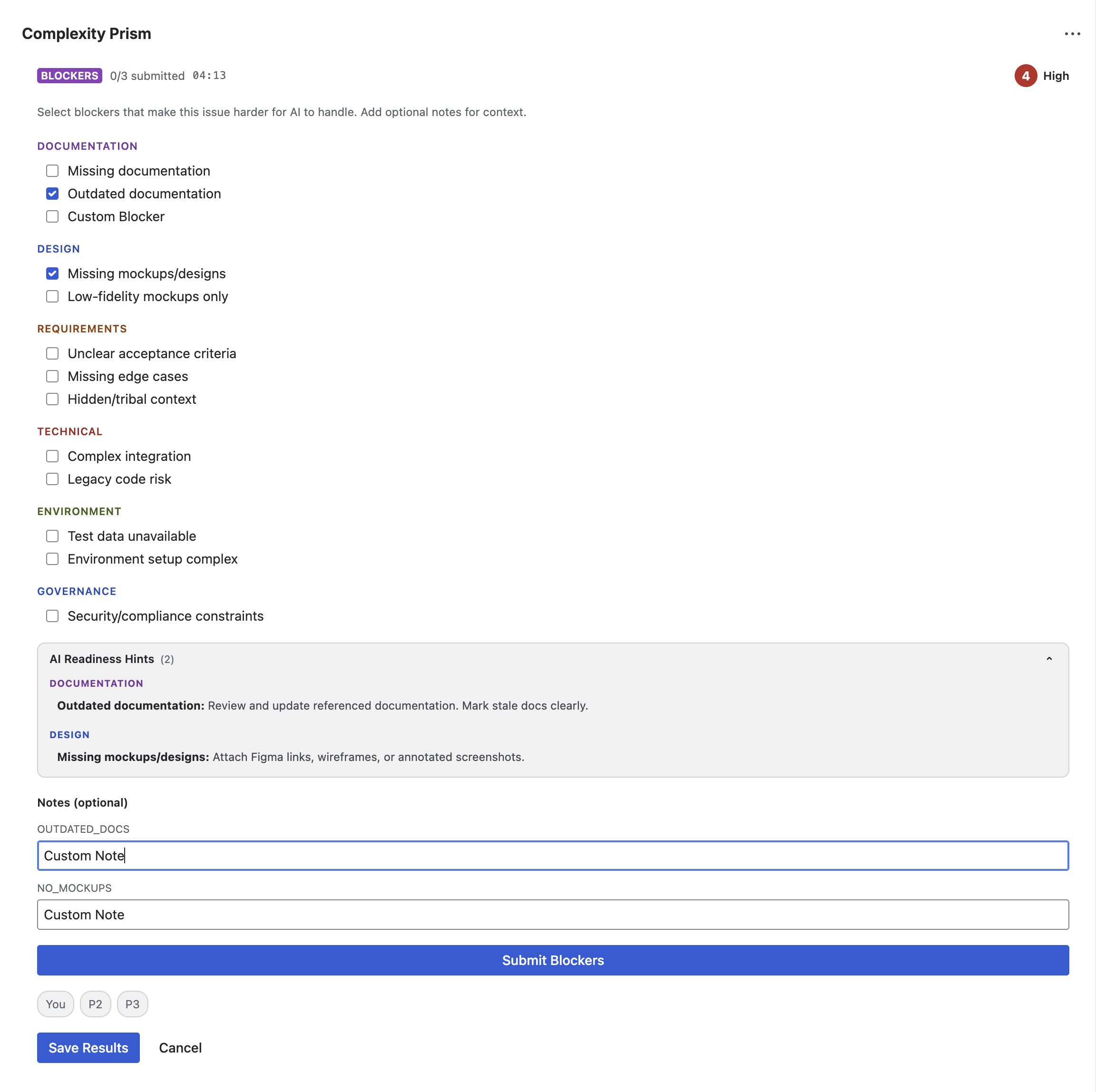 issue panel blockers light