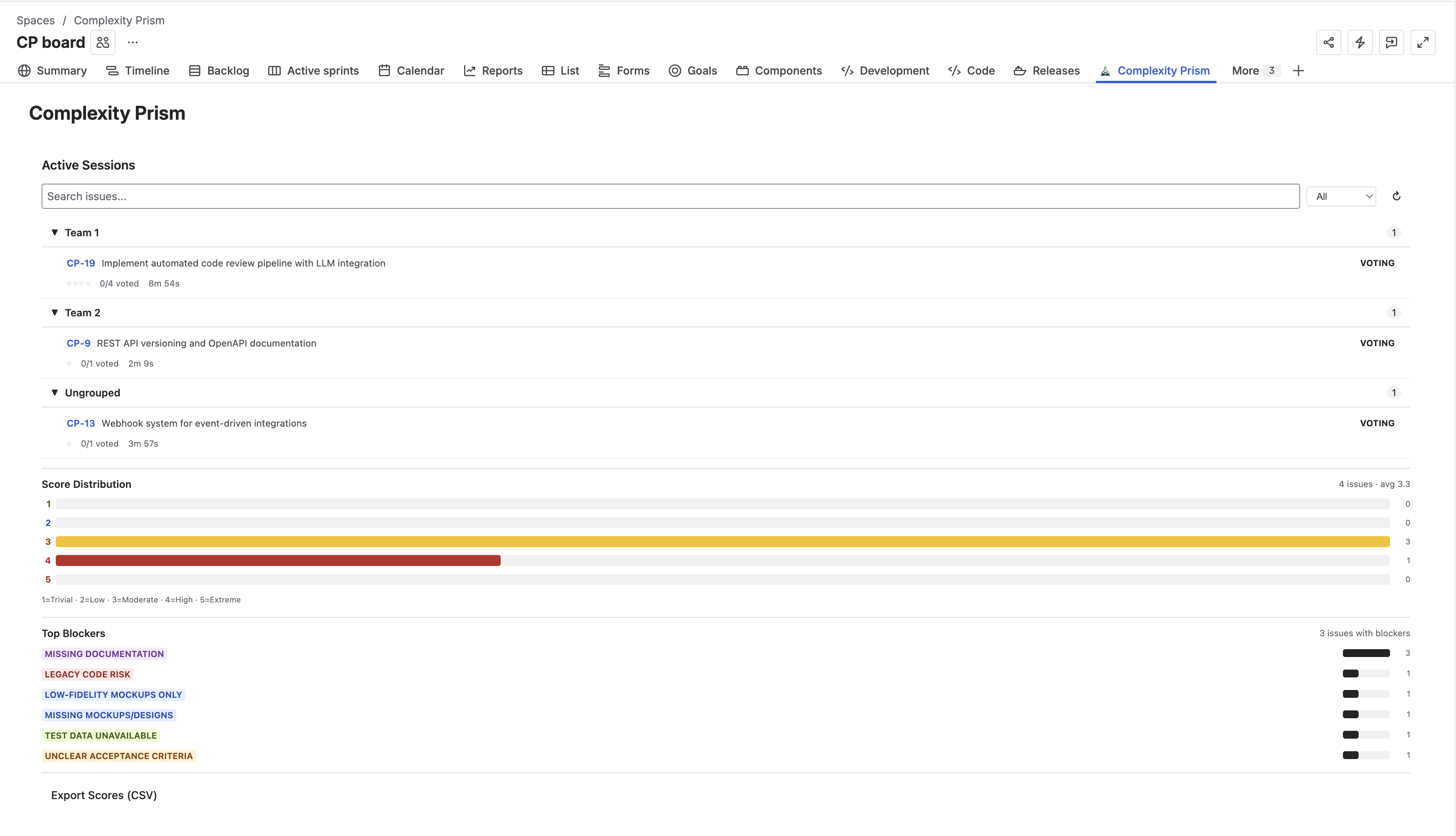 project page dashboard light