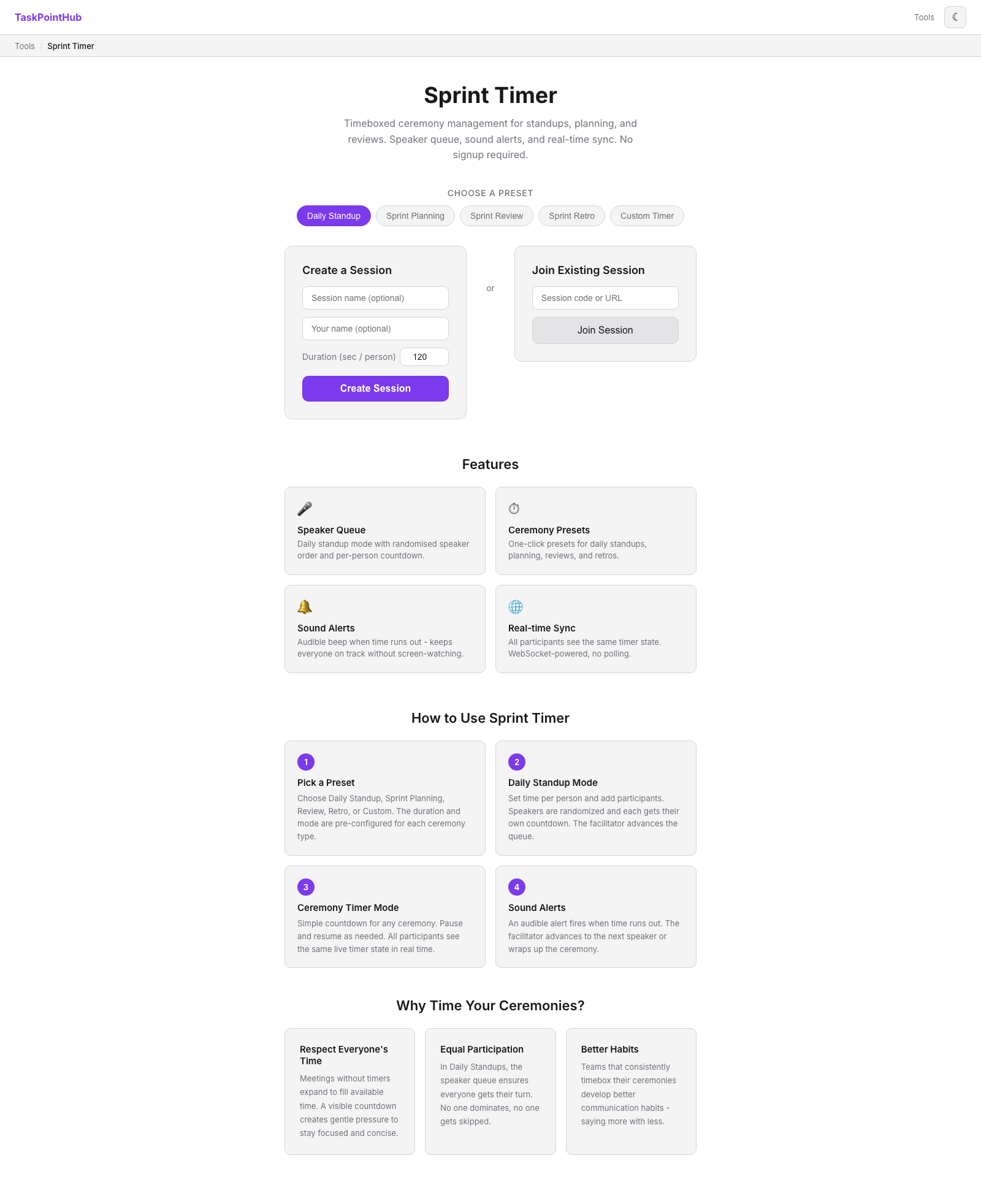 sprint timer home
